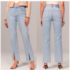 Abercrombie & Fitch The 90s Straight Ultra Rise Seam Split Hem Jeans